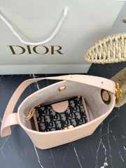 Uubags Small Dior Medaillon Bucket Bag Light Pink Grained Calfskin 19x18x12.5cm - 6