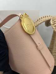 Uubags Small Dior Medaillon Bucket Bag Light Pink Grained Calfskin 19x18x12.5cm - 3