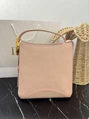 Uubags Small Dior Medaillon Bucket Bag Light Pink Grained Calfskin 19x18x12.5cm - 2
