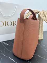 Uubags Small Dior Medaillon Bucket Bag Brown Grained Calfskin 19x18x12.5cm - 2