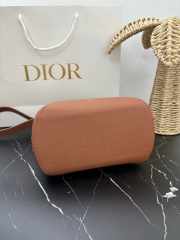 Uubags Small Dior Medaillon Bucket Bag Brown Grained Calfskin 19x18x12.5cm - 3