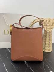 Uubags Small Dior Medaillon Bucket Bag Brown Grained Calfskin 19x18x12.5cm - 4