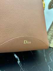 Uubags Small Dior Medaillon Bucket Bag Brown Grained Calfskin 19x18x12.5cm - 6