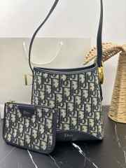 Uubags Small Dior Medaillon Bucket Bag Blue Dior Oblique Jacquard 19x18x12.5cm - 3