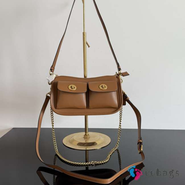 Uubags Coach Twin Turnlock Waverly Bag In Brown 22x13x7cm - 1