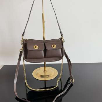 Uubags Coach Twin Turnlock Waverly Bag In Dark Chocolate 22x13x7cm