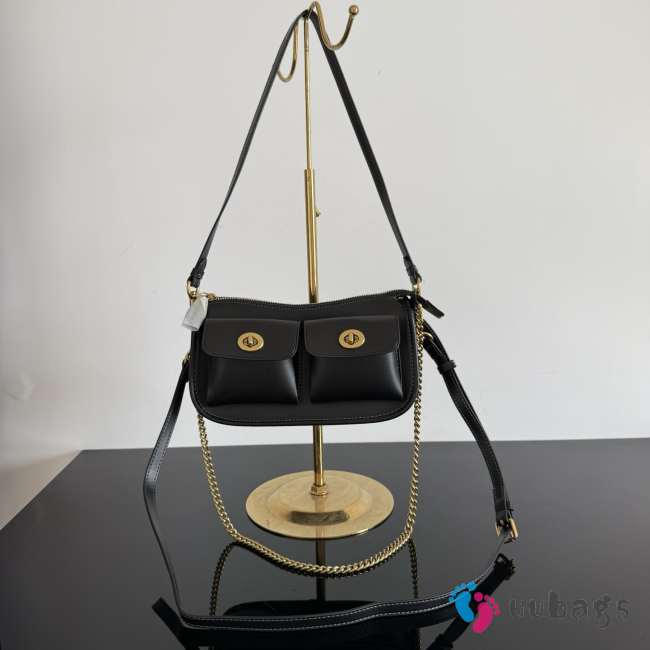 Uubags Coach Twin Turnlock Waverly Bag In Black 22x13x7cm - 1