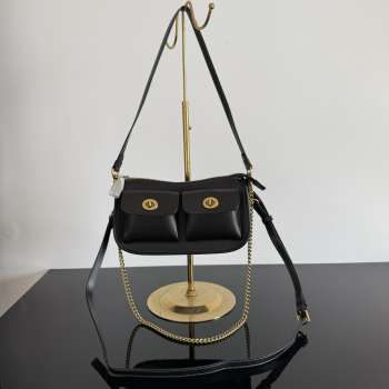 Uubags Coach Twin Turnlock Waverly Bag In Black 22x13x7cm