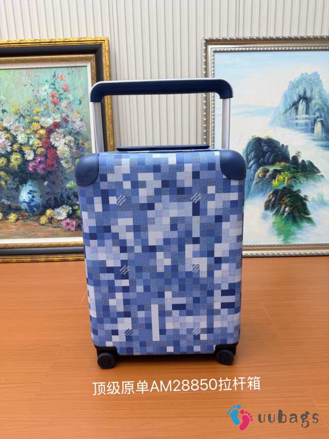 Uubags Louis Vuitton M28850 Horizon 55 Suitcase Denim Blue Damoflage Canvas Material 38x55x21cm - 1