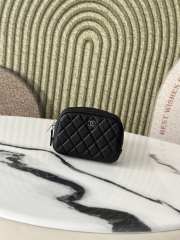 Uubags Chanel Classic Zipped Coin Purse Black Grained Calfskin & Silver-Tone Metal 13x3.5x9cm - 1