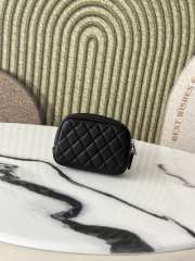 Uubags Chanel Classic Zipped Coin Purse Black Grained Calfskin & Silver-Tone Metal 13x3.5x9cm - 4