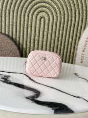 Uubags Chanel Classic Zipped Coin Purse Pink Grained Calfskin & Silver-Tone Metal 13x3.5x9cm - 1