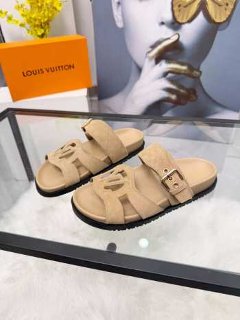 Uubags Louis Vuitton 1AJOWM Isola Comfort Sandal Beige Suede Baby Goat Leather