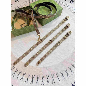 Uubags Gucci small/medium pet collar in sand and brown GG canvas