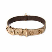 Uubags Gucci small/medium pet collar in sand and brown GG canvas - 5