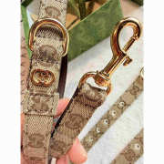 Uubags Gucci small/medium pet collar in sand and brown GG canvas - 2