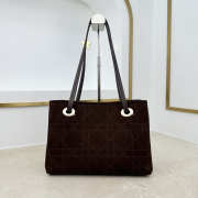 Uubags Small Dior Promenade Shopping Bag Dark Brown Cannage Suede Calfskin 27x19x13.5cm - 2