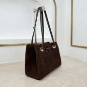 Uubags Small Dior Promenade Shopping Bag Dark Brown Cannage Suede Calfskin 27x19x13.5cm - 3