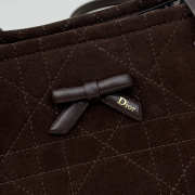 Uubags Small Dior Promenade Shopping Bag Dark Brown Cannage Suede Calfskin 27x19x13.5cm - 6