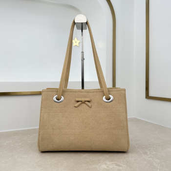 Uubags Small Dior Promenade Shopping Bag Beige Cannage Suede Calfskin 27x19x13.5cm