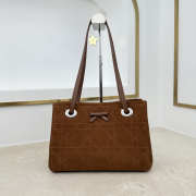 Uubags Small Dior Promenade Shopping Bag Brown Cannage Suede Calfskin 27x19x13.5cm - 1