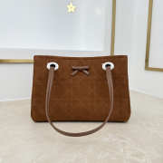 Uubags Small Dior Promenade Shopping Bag Brown Cannage Suede Calfskin 27x19x13.5cm - 6