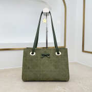 Uubags Small Dior Promenade Shopping Bag Khaki Green Cannage Suede Calfskin 27x19x13.5cm - 1