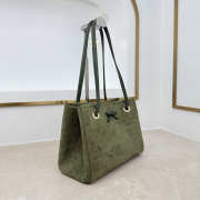Uubags Small Dior Promenade Shopping Bag Khaki Green Cannage Suede Calfskin 27x19x13.5cm - 6