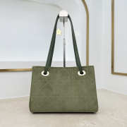 Uubags Small Dior Promenade Shopping Bag Khaki Green Cannage Suede Calfskin 27x19x13.5cm - 5