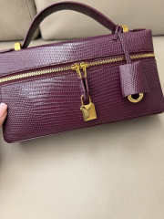 Uubags Loro Piana Extra Pocket L23 Lizard Leather In Deep Plum 23x12x7cm - 3