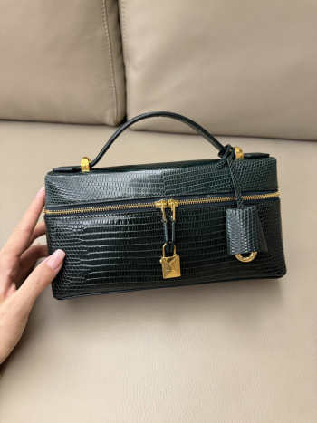 Uubags Loro Piana Extra Pocket L23 Lizard Leather In Dark Green 23x12x7cm