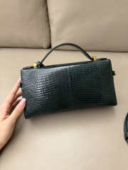 Uubags Loro Piana Extra Pocket L23 Lizard Leather In Dark Green 23x12x7cm - 4