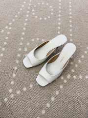 Uubags Salvatore Ferragamo Slip On Heels Ivory Leather 5.5cm - 1