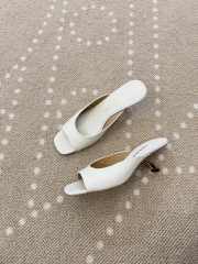 Uubags Salvatore Ferragamo Slip On Heels Ivory Leather 5.5cm - 3