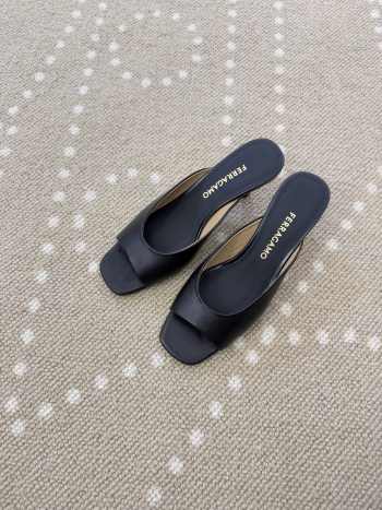 Uubags Salvatore Ferragamo Slip On Heels Black Leather 5.5cm
