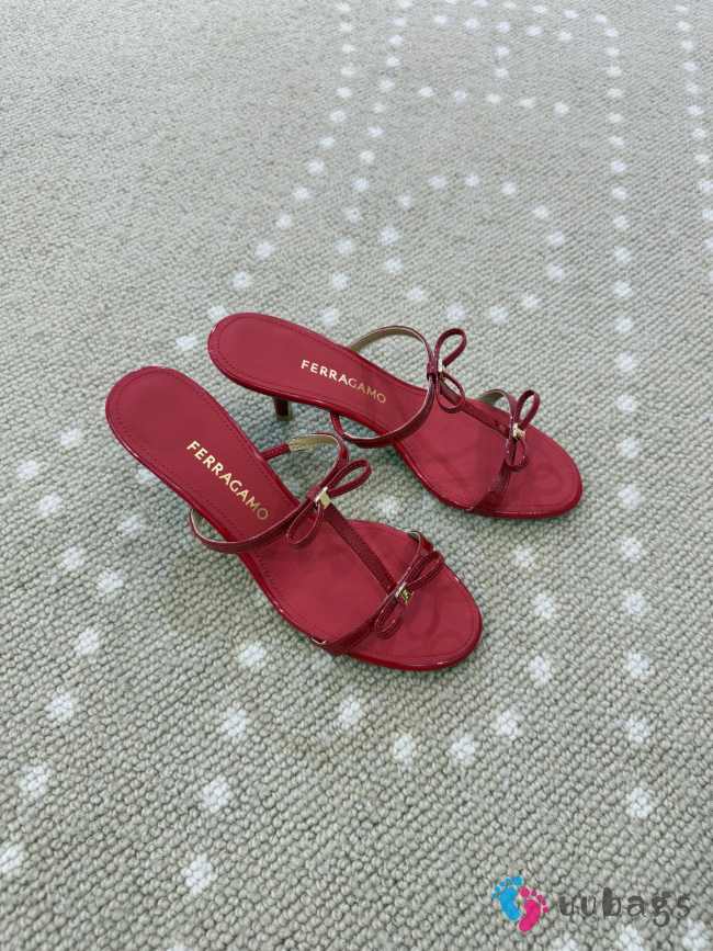 Uubags Ferragamo Flame Mini Bow Sandals In Red 5cm - 1