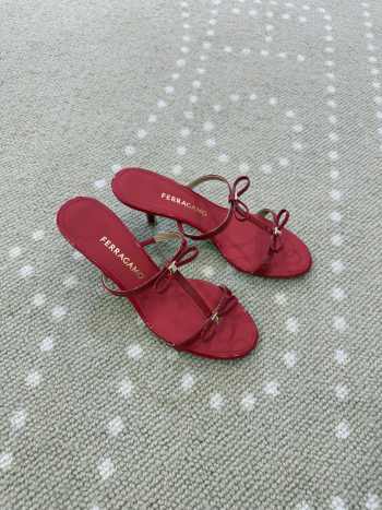 Uubags Ferragamo Flame Mini Bow Sandals In Red 5cm