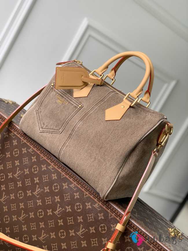 Uubags Louis Vuitton M29170 Speedy 30 Bandoulière Coffee Bean Brown Denim 34x22x19cm - 1