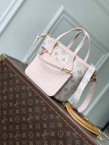 Uubags Louis Vuitton M2A466 Neverfull Inside Out BB Bag Monogram Dune / Pink Cowhide Leather 26.5x16.5x11cm