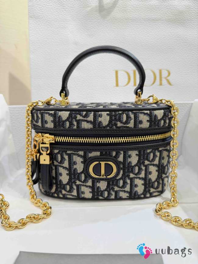 Uubags Dior 30 Montaigne Mini Vanity Case In Blue Dior Oblique Jacquard 16.5x8x9.5cm - 1