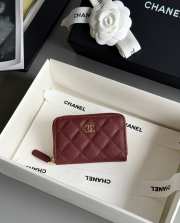Uubags Chanel Classic Zipped Coin Purse Grained Shiny Calfskin & Gold-tone Metal Burgundy 7.5x11.2cm - 1