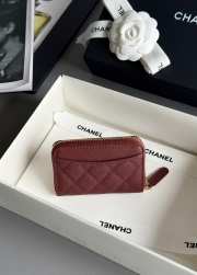 Uubags Chanel Classic Zipped Coin Purse Grained Shiny Calfskin & Gold-tone Metal Burgundy 7.5x11.2cm - 5