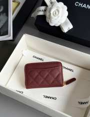 Uubags Chanel Classic Zipped Coin Purse Grained Shiny Calfskin & Gold-tone Metal Burgundy 7.5x11.2cm - 2