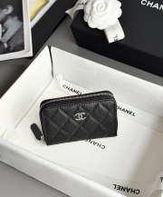 Uubags Chanel Classic Zipped Coin Purse Grained Shiny Calfskin & Gold-tone Metal Black 7.5x11.2cm - 6