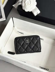 Uubags Chanel Classic Zipped Coin Purse Grained Shiny Calfskin & Gold-tone Metal Black 7.5x11.2cm - 5