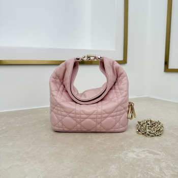 Uubags mini Dior Toujours hobo bag cannage lammleder in pink 17.5x19x7cm