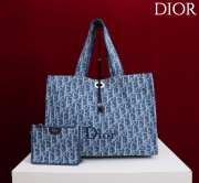Uubags Medium Dioriviera Spongy Book Tote Soft Dior Oblique Fabric In Blue 36x24x20cm - 1