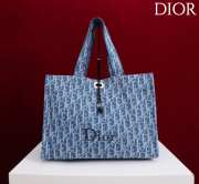 Uubags Medium Dioriviera Spongy Book Tote Soft Dior Oblique Fabric In Blue 36x24x20cm - 4