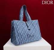 Uubags Medium Dioriviera Spongy Book Tote Soft Dior Oblique Fabric In Blue 36x24x20cm - 2