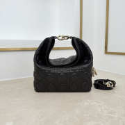 Uubags Dior Always Small Hobo Bag Lambskin Leather Black Caning 22.5x14x7.5cm - 1